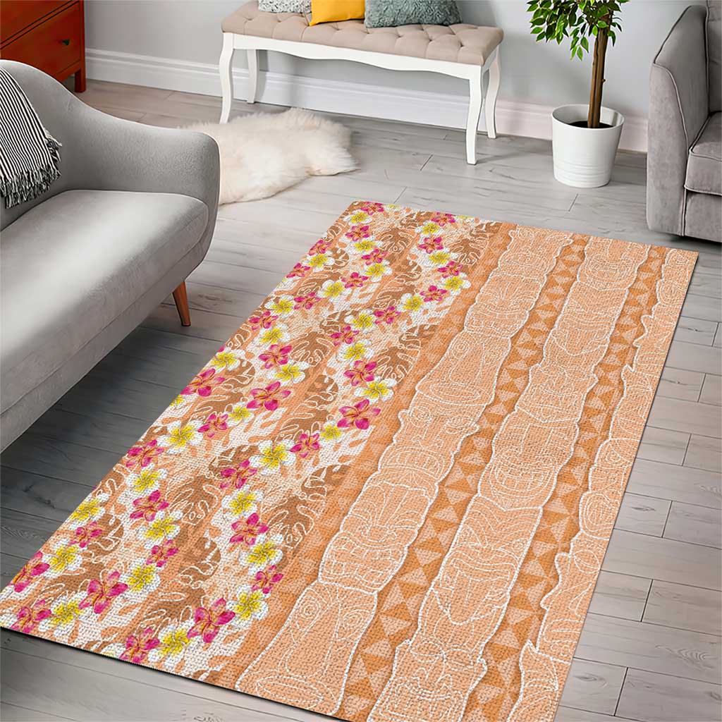 Orange Chiffon Aloha Hawaii Tiki Area Rug Tropical Plumeria - Seamless Style LT14 - Polynesian Pride