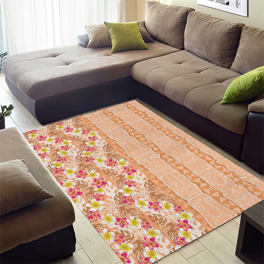 Orange Chiffon Aloha Hawaii Tiki Area Rug Tropical Plumeria - Seamless Style LT14 - Polynesian Pride