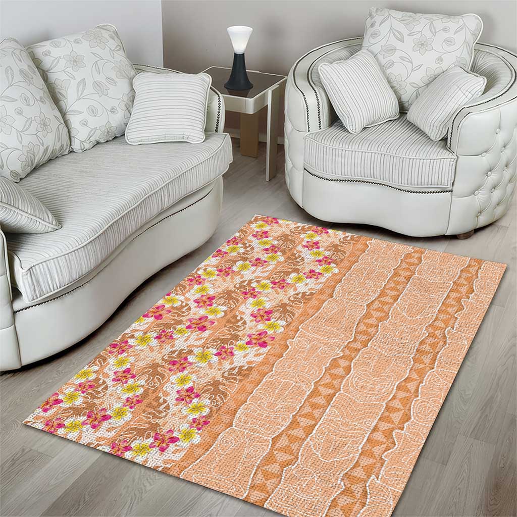Orange Chiffon Aloha Hawaii Tiki Area Rug Tropical Plumeria - Seamless Style LT14 - Polynesian Pride