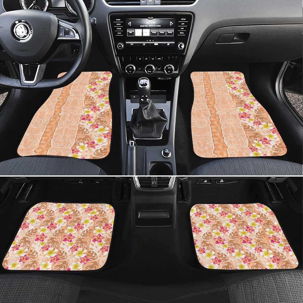 Orange Chiffon Aloha Hawaii Tiki Car Mats Tropical Plumeria - Seamless Style LT14 Set 4pcs Orange - Polynesian Pride
