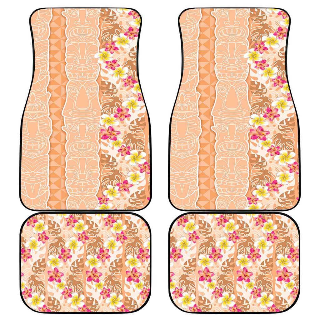 Orange Chiffon Aloha Hawaii Tiki Car Mats Tropical Plumeria - Seamless Style LT14 - Polynesian Pride