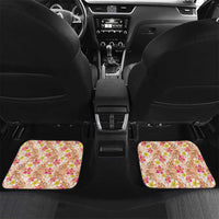 Orange Chiffon Aloha Hawaii Tiki Car Mats Tropical Plumeria - Seamless Style LT14 Set 2pcs - Back Orange - Polynesian Pride
