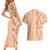 Orange Chiffon Aloha Hawaii Tiki Couples Matching Short Sleeve Bodycon Dress and Hawaiian Shirt Tropical Plumeria - Seamless Style