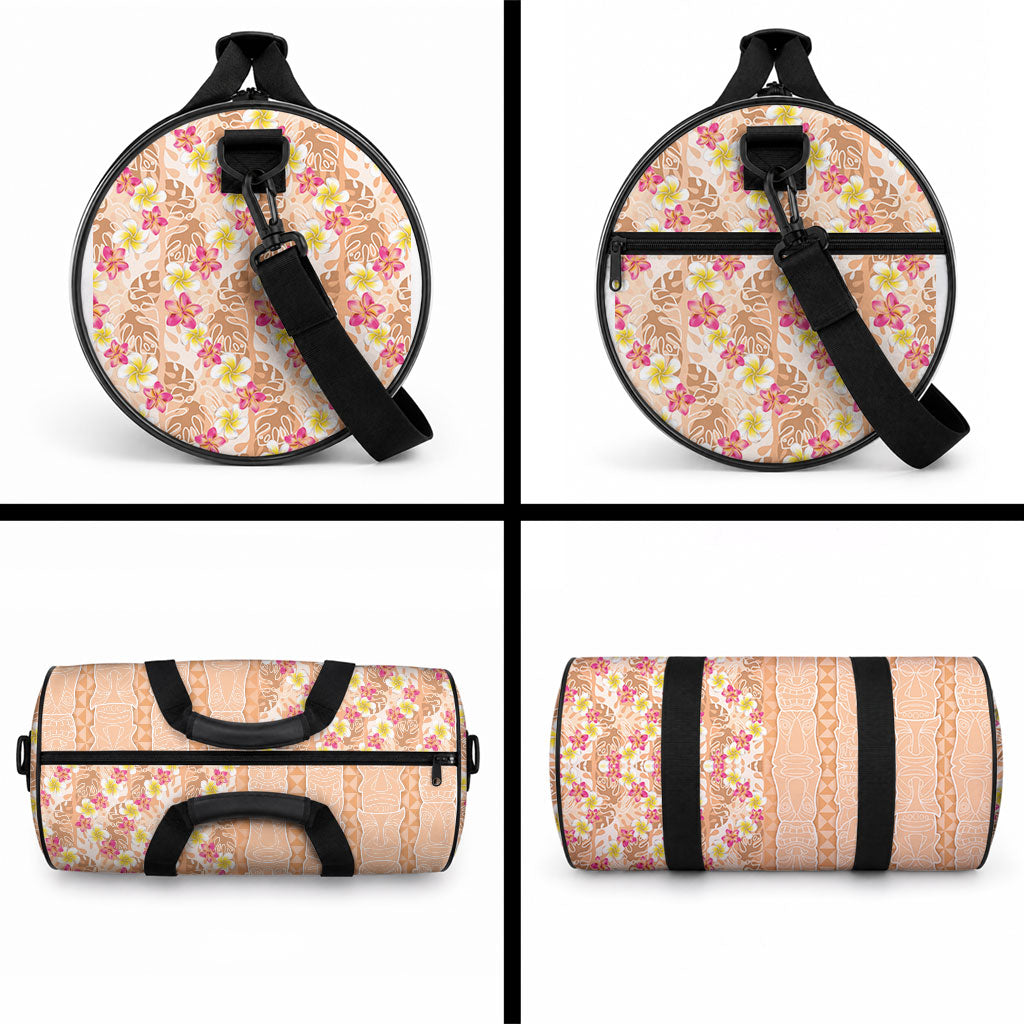 Orange Chiffon Aloha Hawaii Tiki Duffle Bag Tropical Plumeria - Seamless Style LT14 - Polynesian Pride