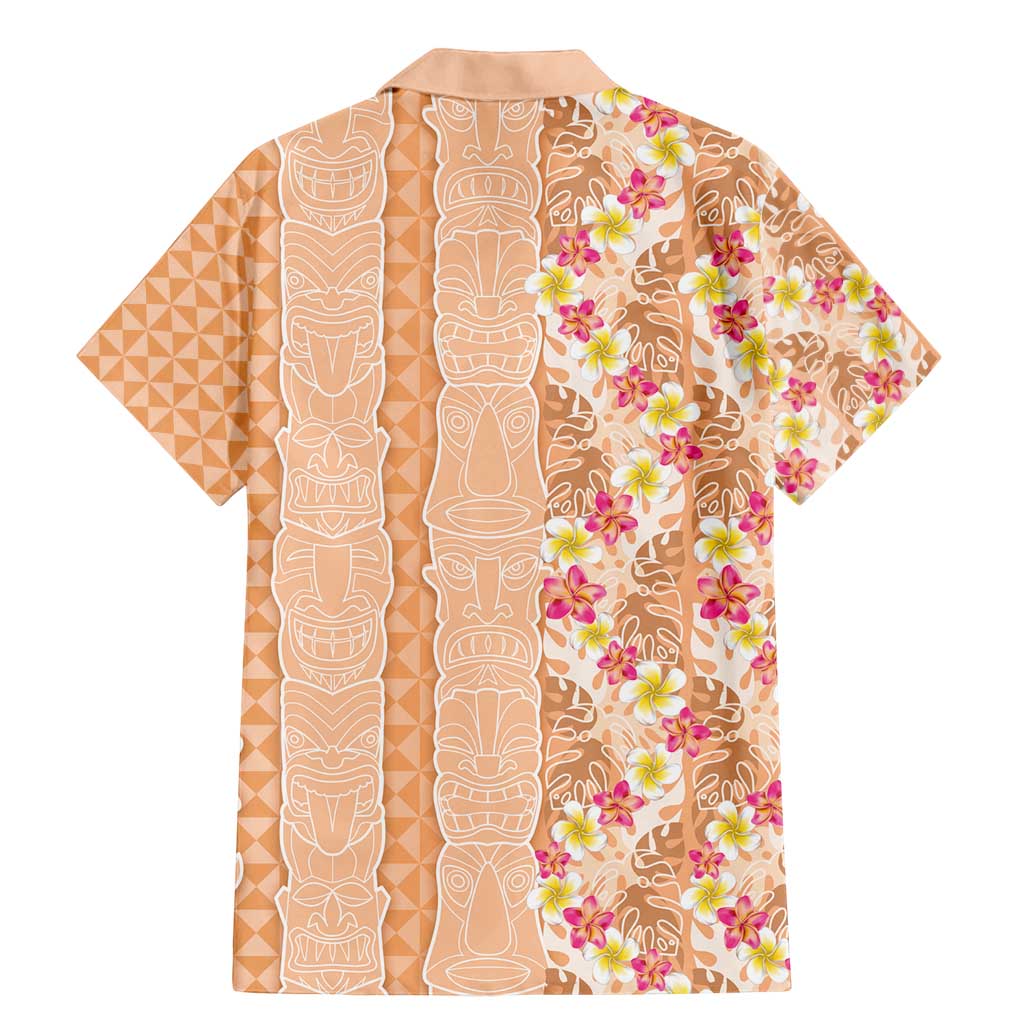 Orange Chiffon Aloha Hawaii Tiki Family Matching Mermaid Dress and Hawaiian Shirt Tropical Plumeria - Seamless Style