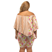 Orange Chiffon Aloha Hawaii Tiki Family Matching Off Shoulder Short Dress and Hawaiian Shirt Tropical Plumeria - Seamless Style LT14 - Polynesian Pride