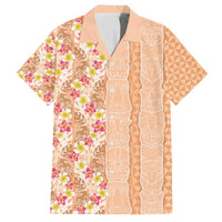 Orange Chiffon Aloha Hawaii Tiki Family Matching Puletasi and Hawaiian Shirt Tropical Plumeria - Seamless Style LT14 Dad's Shirt - Short Sleeve Orange - Polynesian Pride