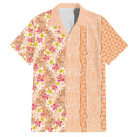 Orange Chiffon Aloha Hawaii Tiki Family Matching Tank Maxi Dress and Hawaiian Shirt Tropical Plumeria - Seamless Style LT14 Dad's Shirt - Short Sleeve Orange - Polynesian Pride