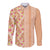 Orange Chiffon Aloha Hawaii Tiki Long Sleeve Button Shirt Tropical Plumeria - Seamless Style