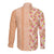 Orange Chiffon Aloha Hawaii Tiki Long Sleeve Button Shirt Tropical Plumeria - Seamless Style