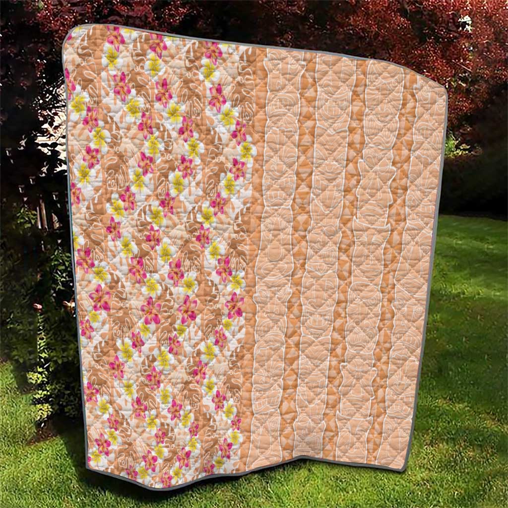 Orange Chiffon Aloha Hawaii Tiki Quilt Tropical Plumeria - Seamless Style