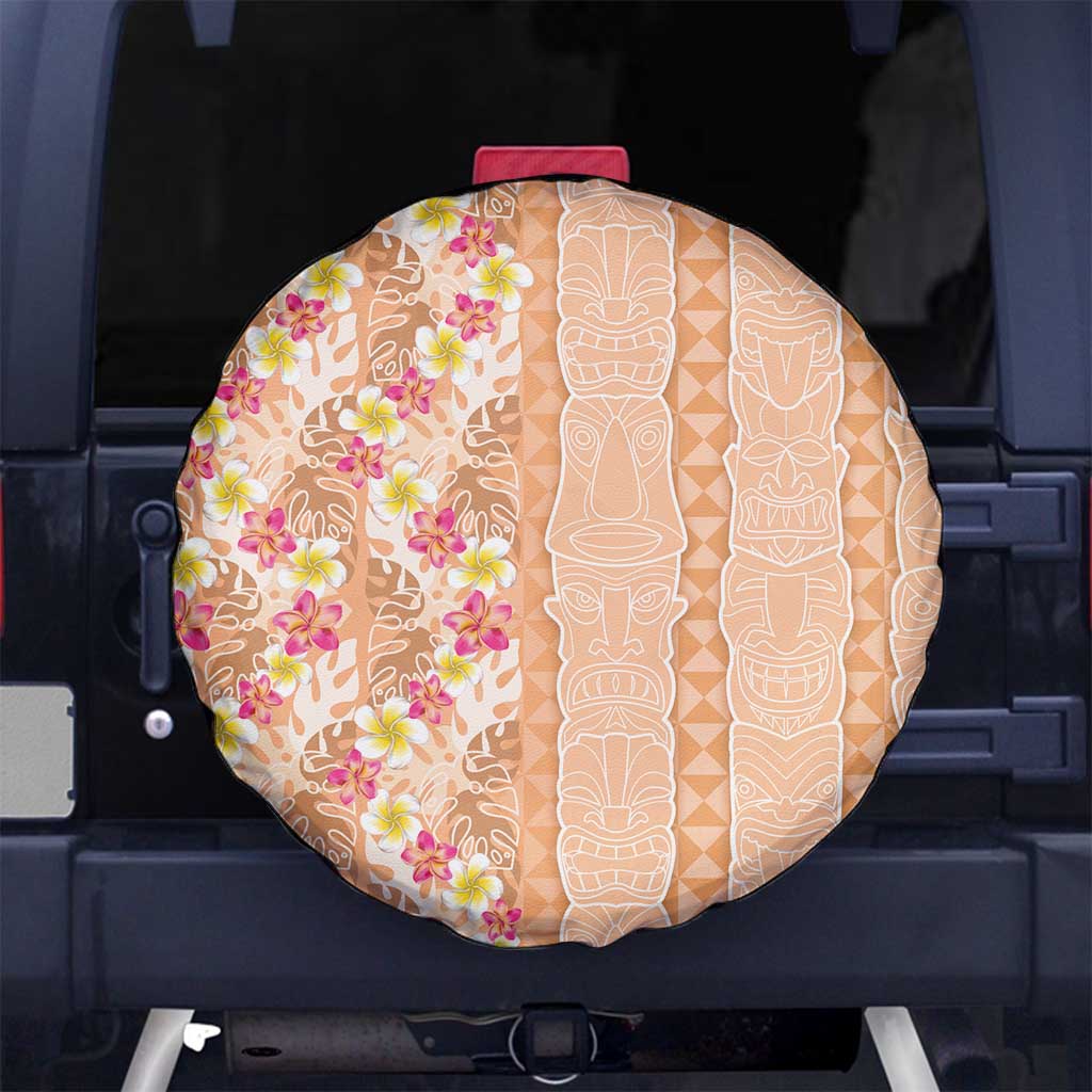 Orange Chiffon Aloha Hawaii Tiki Spare Tire Cover Tropical Plumeria - Seamless Style