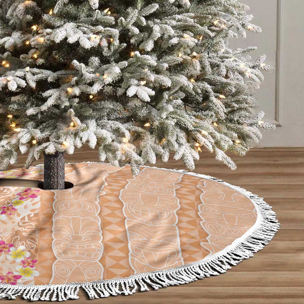 Orange Chiffon Aloha Hawaii Tiki Tree Skirt Tropical Plumeria - Seamless Style