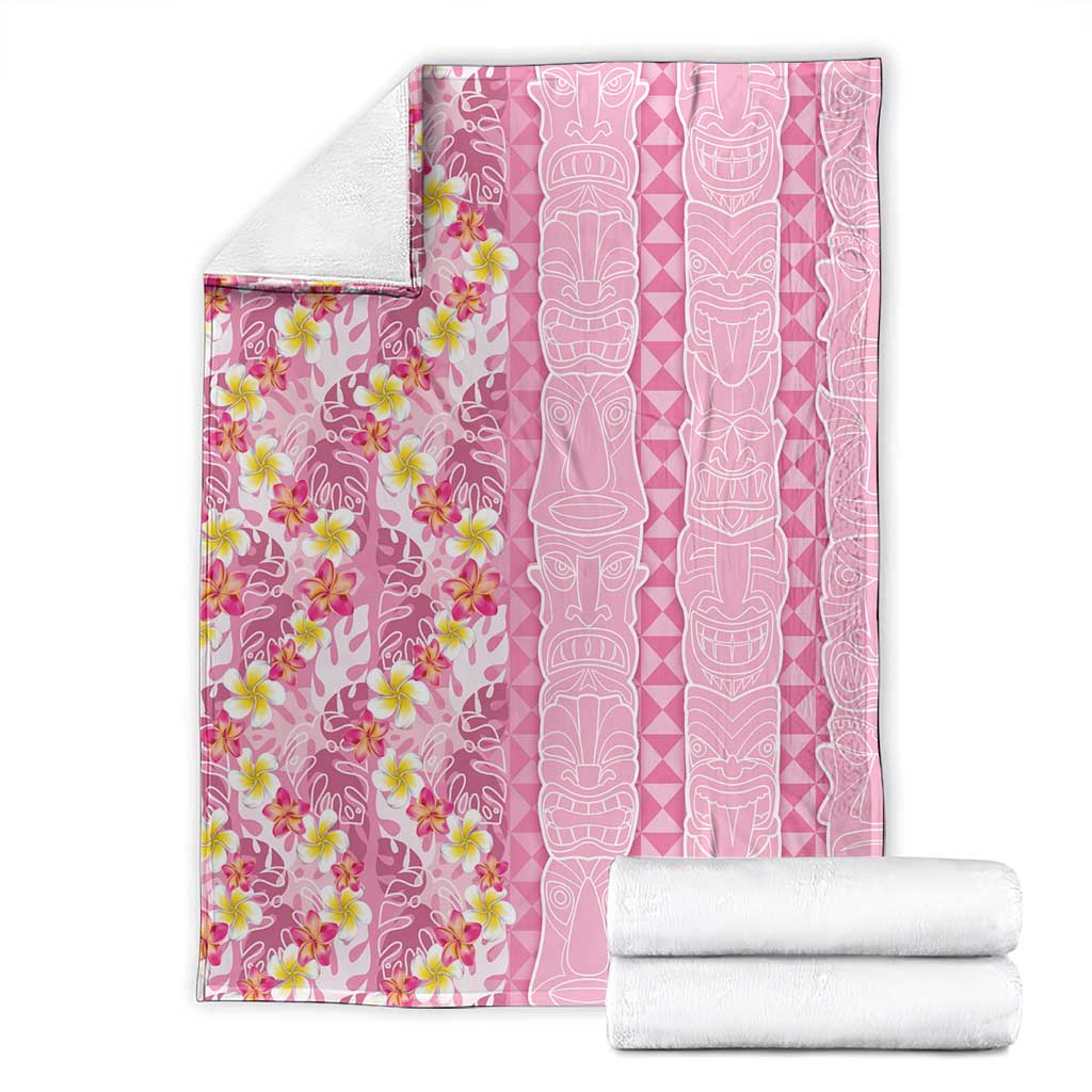 Pastel Magenta Aloha Hawaii Tiki Blanket Tropical Plumeria - Seamless Style
