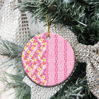 Pastel Magenta Aloha Hawaii Tiki Ceramic Ornament Tropical Plumeria - Seamless Style