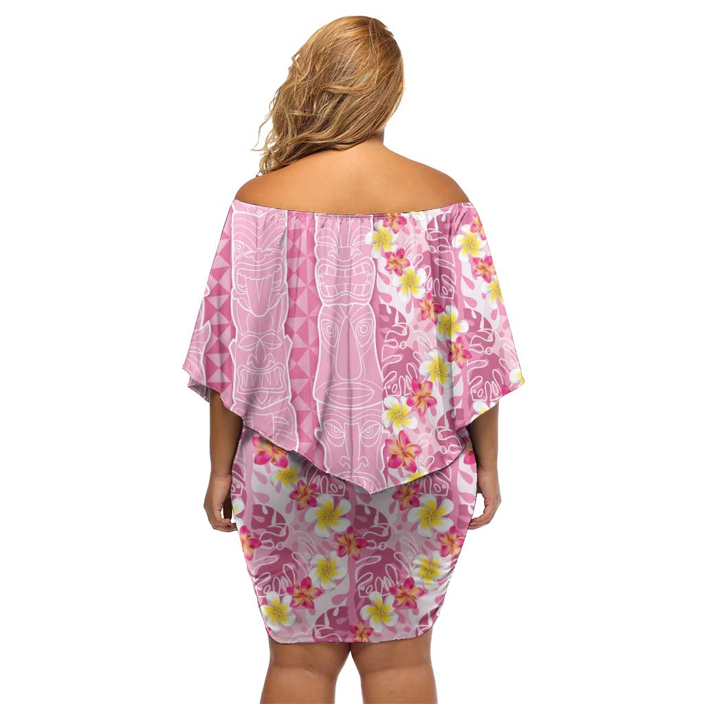 Pastel Magenta Aloha Hawaii Tiki Family Matching Off Shoulder Short Dress and Hawaiian Shirt Tropical Plumeria - Seamless Style LT14 - Polynesian Pride