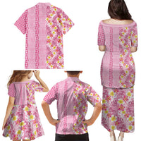 Pastel Magenta Aloha Hawaii Tiki Family Matching Puletasi and Hawaiian Shirt Tropical Plumeria - Seamless Style LT14 - Polynesian Pride