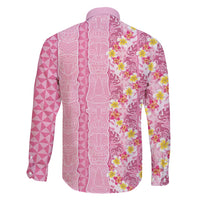 Pastel Magenta Aloha Hawaii Tiki Family Matching Puletasi and Hawaiian Shirt Tropical Plumeria - Seamless Style LT14 - Polynesian Pride