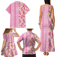 Pastel Magenta Aloha Hawaii Tiki Family Matching Tank Maxi Dress and Hawaiian Shirt Tropical Plumeria - Seamless Style LT14 - Polynesian Pride