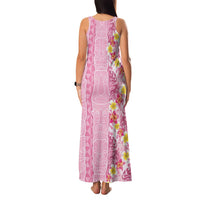 Pastel Magenta Aloha Hawaii Tiki Family Matching Tank Maxi Dress and Hawaiian Shirt Tropical Plumeria - Seamless Style LT14 - Polynesian Pride