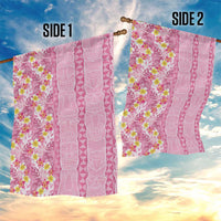 Pastel Magenta Aloha Hawaii Tiki Garden Flag Tropical Plumeria - Seamless Style