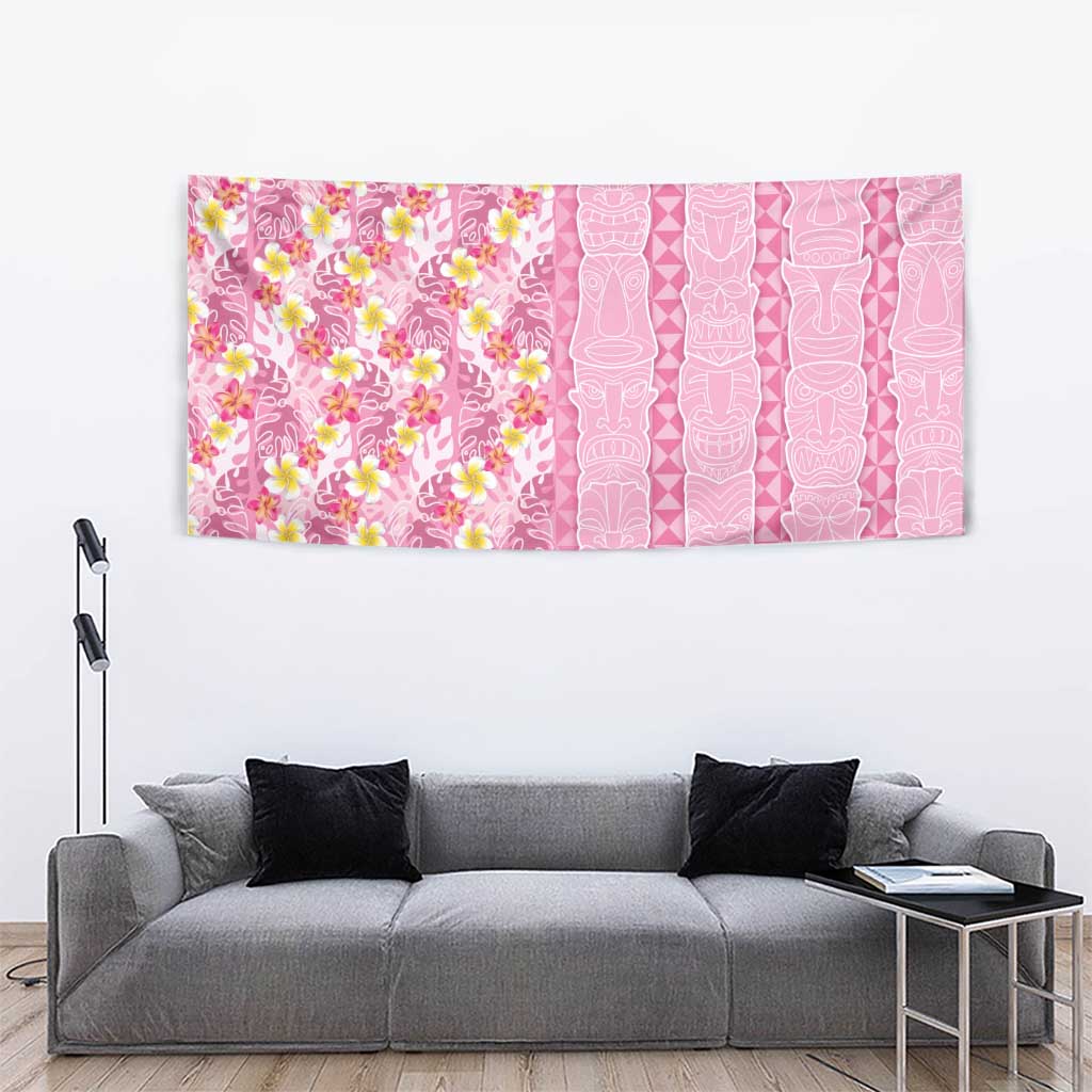 Pastel Magenta Aloha Hawaii Tiki Tapestry Tropical Plumeria - Seamless Style
