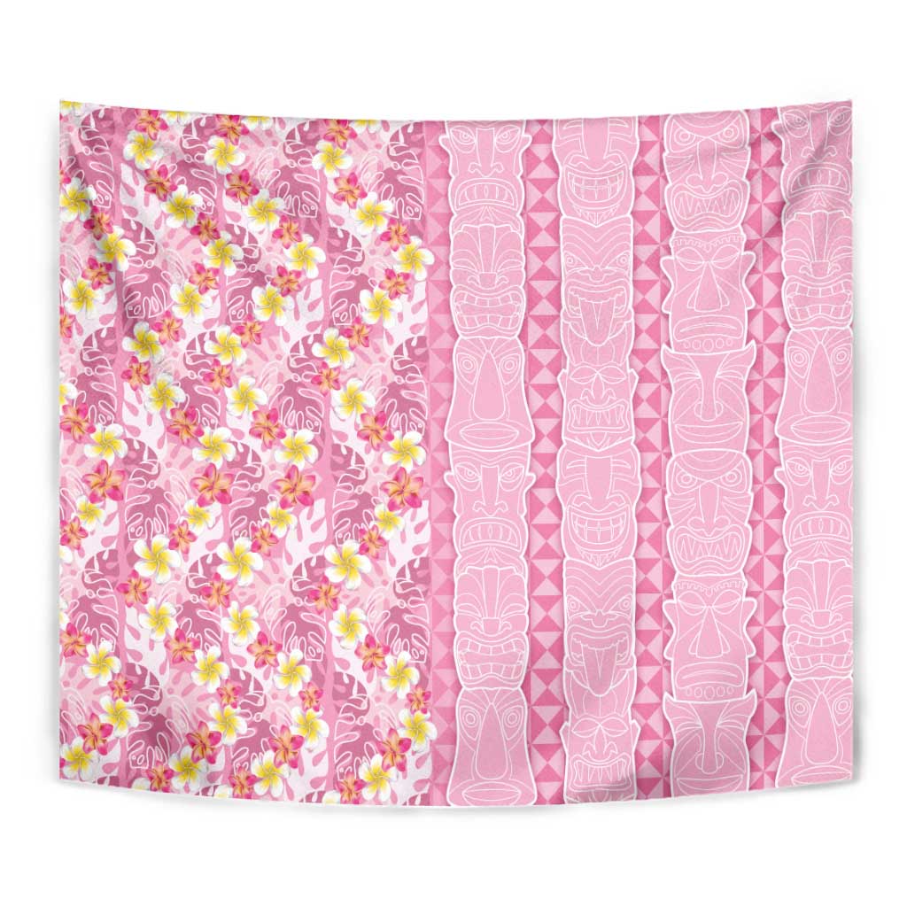 Pastel Magenta Aloha Hawaii Tiki Tapestry Tropical Plumeria - Seamless Style