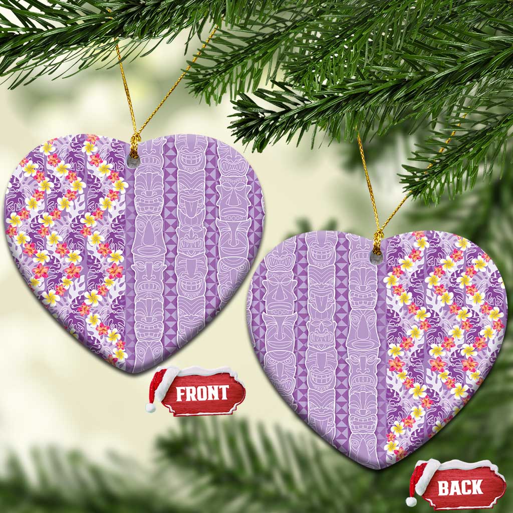 Lush Lilac Aloha Hawaii Tiki Ceramic Ornament Tropical Plumeria - Seamless Style