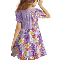 Lush Lilac Aloha Hawaii Tiki Family Matching Puletasi and Hawaiian Shirt Tropical Plumeria - Seamless Style LT14 - Polynesian Pride