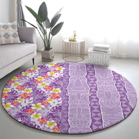 Lush Lilac Aloha Hawaii Tiki Round Carpet Tropical Plumeria - Seamless Style