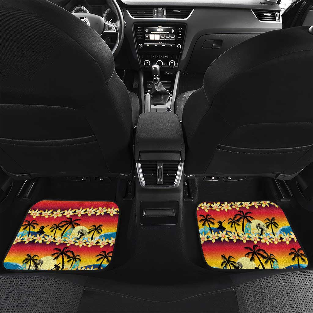 Tropical Islands Sunset Hawaii Car Mats Go Surfing With Hula Girl - Summer Vibes