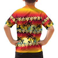 Tropical Islands Sunset Hawaii Family Matching Long Sleeve Bodycon Dress and Hawaiian Shirt Go Surfing With Hula Girl - Summer Vibes LT14 - Polynesian Pride