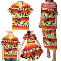 Tropical Islands Sunset Hawaii Family Matching Puletasi and Hawaiian Shirt Go Surfing With Hula Girl - Summer Vibes LT14 - Polynesian Pride