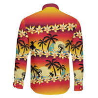 Tropical Islands Sunset Hawaii Family Matching Short Sleeve Bodycon Dress and Hawaiian Shirt Go Surfing With Hula Girl - Summer Vibes LT14 - Polynesian Pride