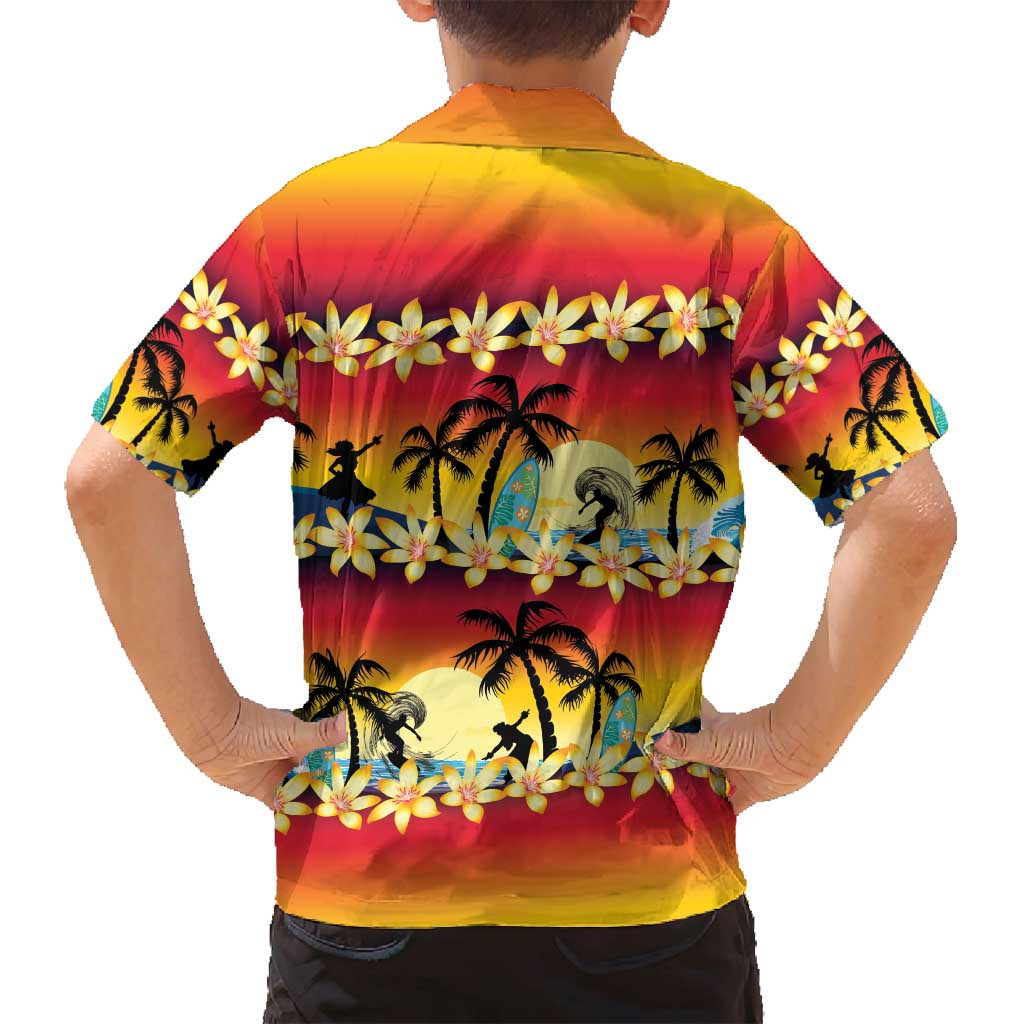 Tropical Islands Sunset Hawaii Family Matching Tank Maxi Dress and Hawaiian Shirt Go Surfing With Hula Girl - Summer Vibes LT14 - Polynesian Pride