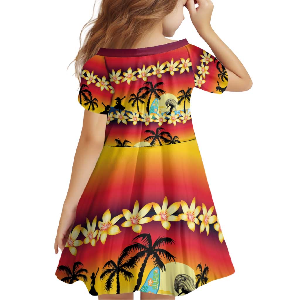 Tropical Islands Sunset Hawaii Family Matching Tank Maxi Dress and Hawaiian Shirt Go Surfing With Hula Girl - Summer Vibes LT14 - Polynesian Pride