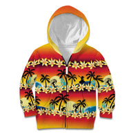 Tropical Islands Sunset Hawaii Kid Hoodie Go Surfing With Hula Girl - Summer Vibes