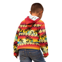 Tropical Islands Sunset Hawaii Kid Hoodie Go Surfing With Hula Girl - Summer Vibes