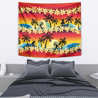 Tropical Islands Sunset Hawaii Tapestry Go Surfing With Hula Girl - Summer Vibes LT14 - Polynesian Pride