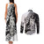 Aotearoa Manaia NZ Maori Silver Fern Couples Matching Tank Maxi Dress and Long Sleeve Button Shirt