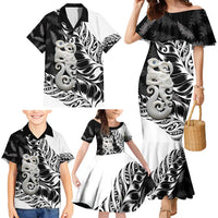 Aotearoa Manaia NZ Maori Silver Fern Family Matching Mermaid Dress and Hawaiian Shirt LT14 - Polynesian Pride