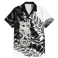 Aotearoa Manaia NZ Maori Silver Fern Family Matching Mermaid Dress and Hawaiian Shirt LT14 Dad's Shirt - Short Sleeve Black - Polynesian Pride