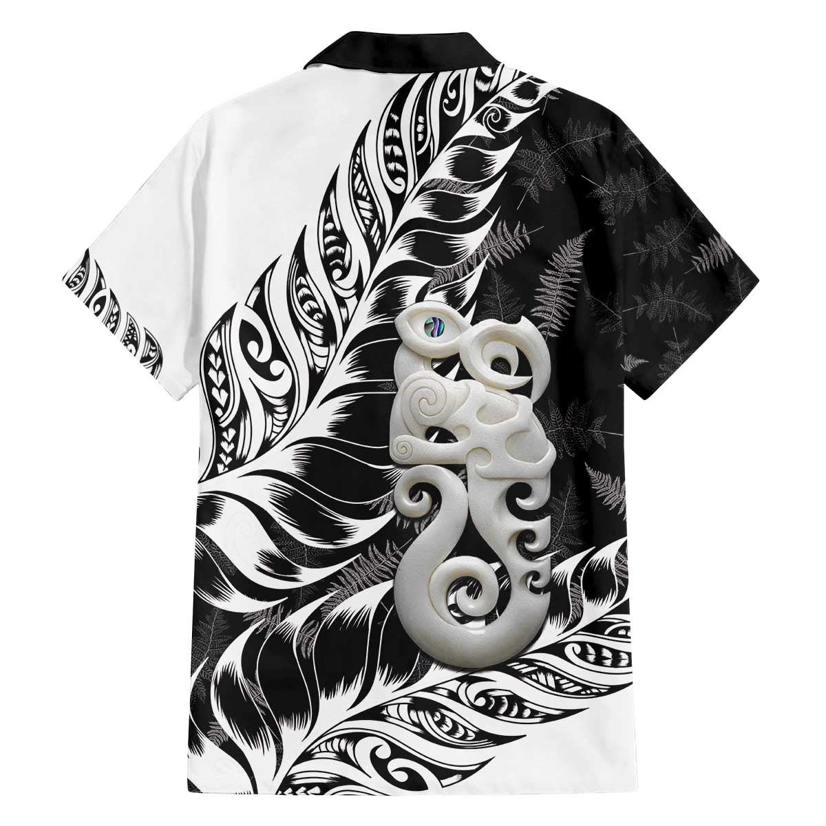 Aotearoa Manaia NZ Maori Silver Fern Family Matching Off The Shoulder Long Sleeve Dress and Hawaiian Shirt LT14 - Polynesian Pride