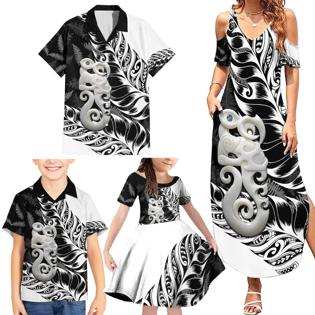 Aotearoa Manaia NZ Maori Silver Fern Family Matching Summer Maxi Dress and Hawaiian Shirt LT14 - Polynesian Pride