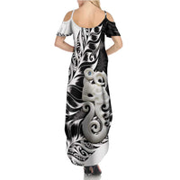 Aotearoa Manaia NZ Maori Silver Fern Family Matching Summer Maxi Dress and Hawaiian Shirt LT14 - Polynesian Pride