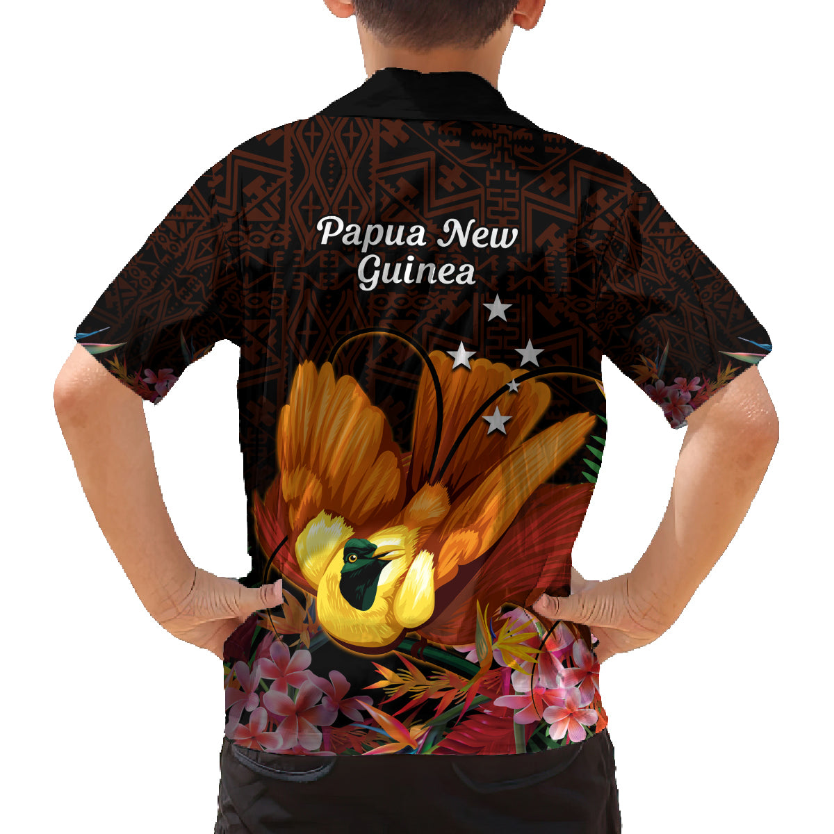 Gude Hi Hai Papua New Guinea Family Matching Off Shoulder Maxi Dress and Hawaiian Shirt Motuan PNG Raggiana Bird of Paradise Tropical Vibes LT14 - Polynesian Pride