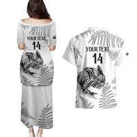 Custom New Zealand Kiwi Football Couples Matching Puletasi and Hawaiian Shirt Aotearoa Silver Fern LT14 - Polynesian Pride
