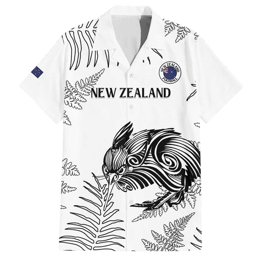 Custom New Zealand Kiwi Football Family Matching Long Sleeve Bodycon Dress and Hawaiian Shirt Aotearoa Silver Fern LT14 Dad's Shirt - Short Sleeve White - Polynesian Pride