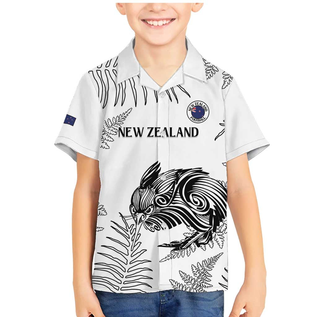 Custom New Zealand Kiwi Football Family Matching Mermaid Dress and Hawaiian Shirt Aotearoa Silver Fern LT14 Son's Shirt White - Polynesian Pride