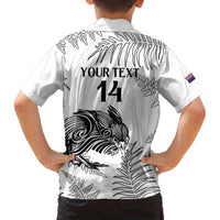 Custom New Zealand Kiwi Football Family Matching Off The Shoulder Long Sleeve Dress and Hawaiian Shirt Aotearoa Silver Fern LT14 - Polynesian Pride